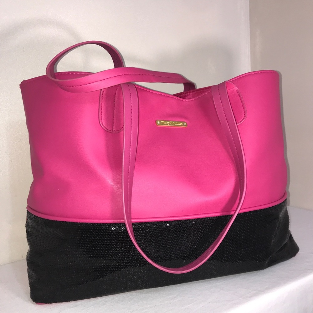 Juicy Couture Hot Pink Black Sequin BlingTravelBag